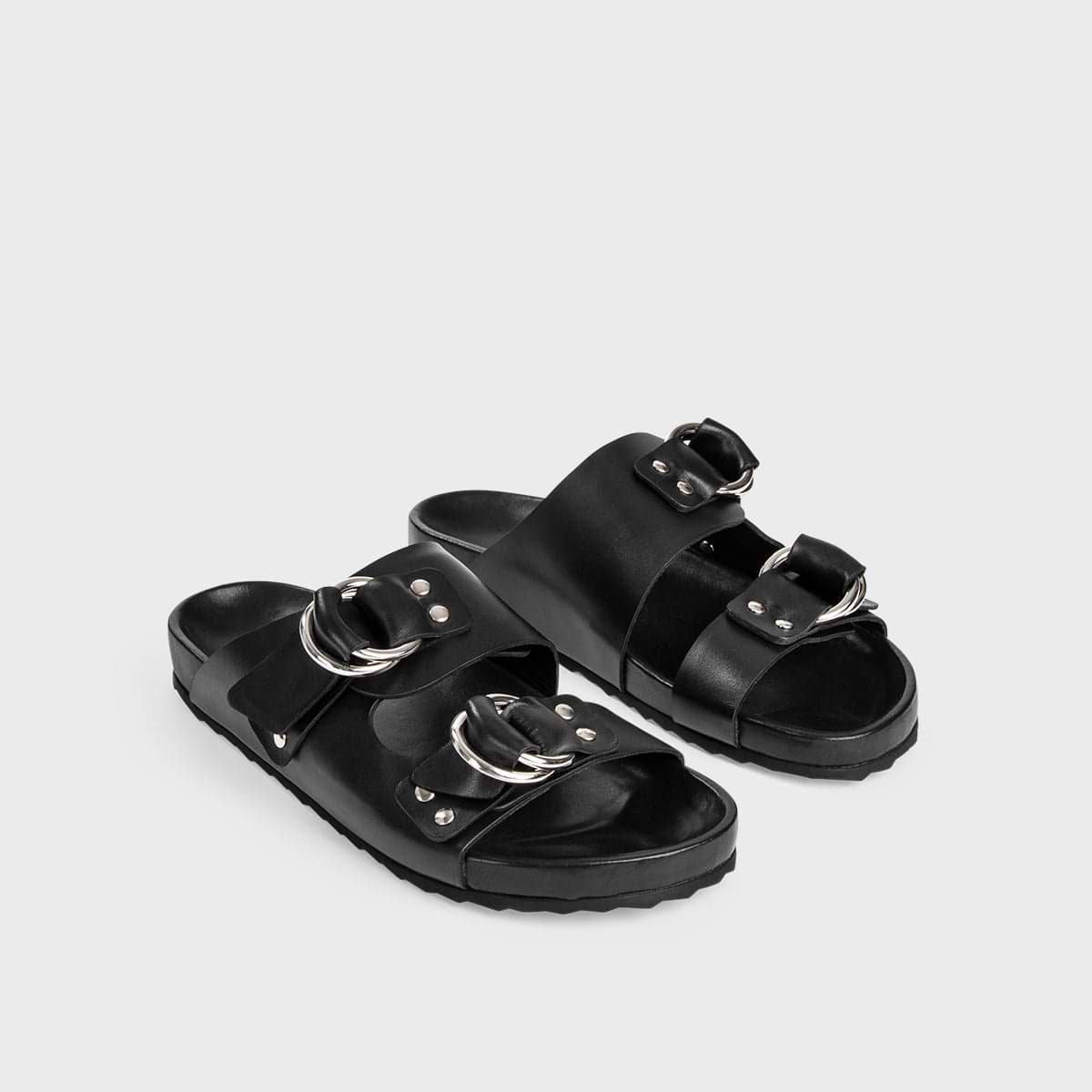 Pierre Hardy BEACH RIDER FLAT MULE, black calfskin, view 5
