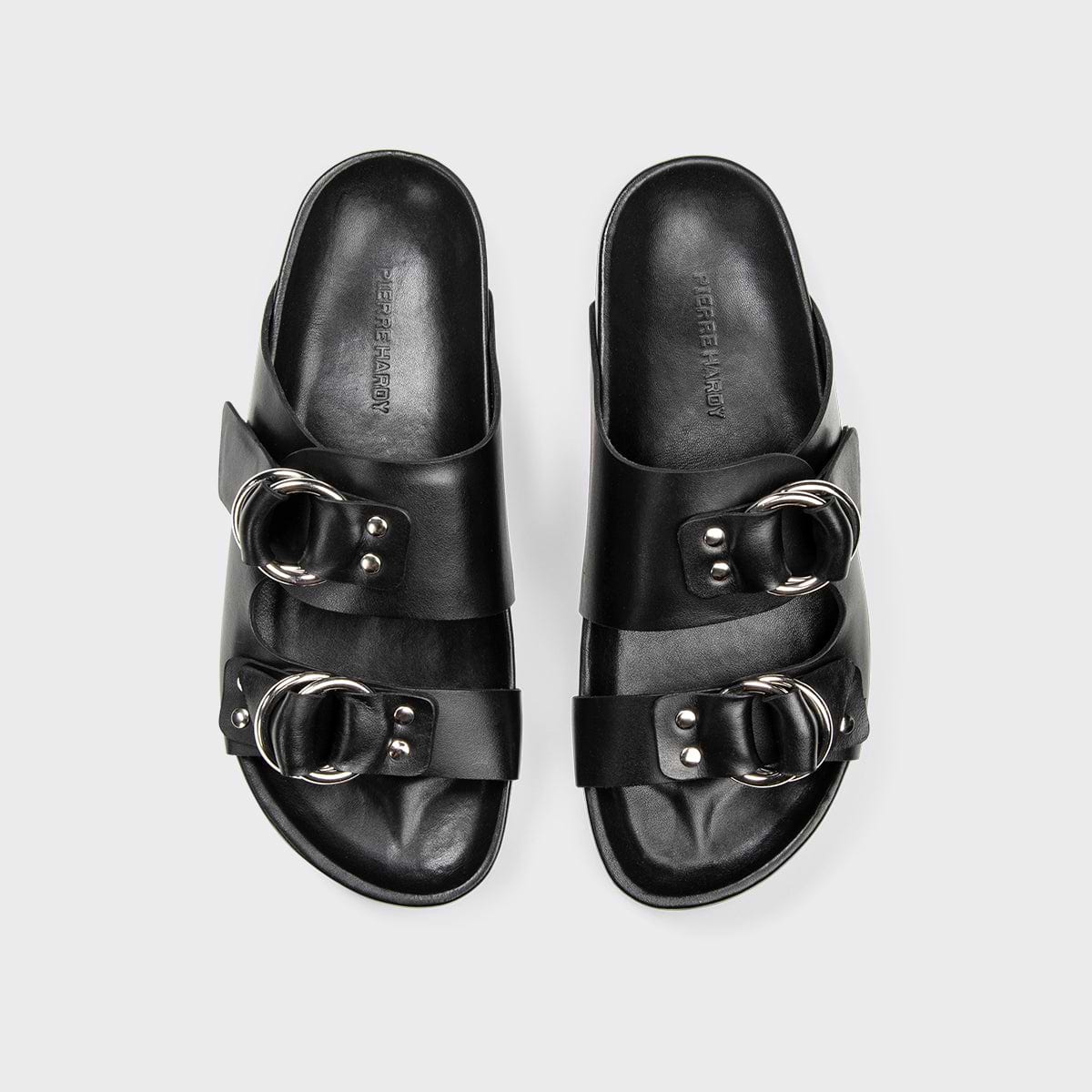 Pierre Hardy BEACH RIDER FLAT MULE, black calfskin, view 6
