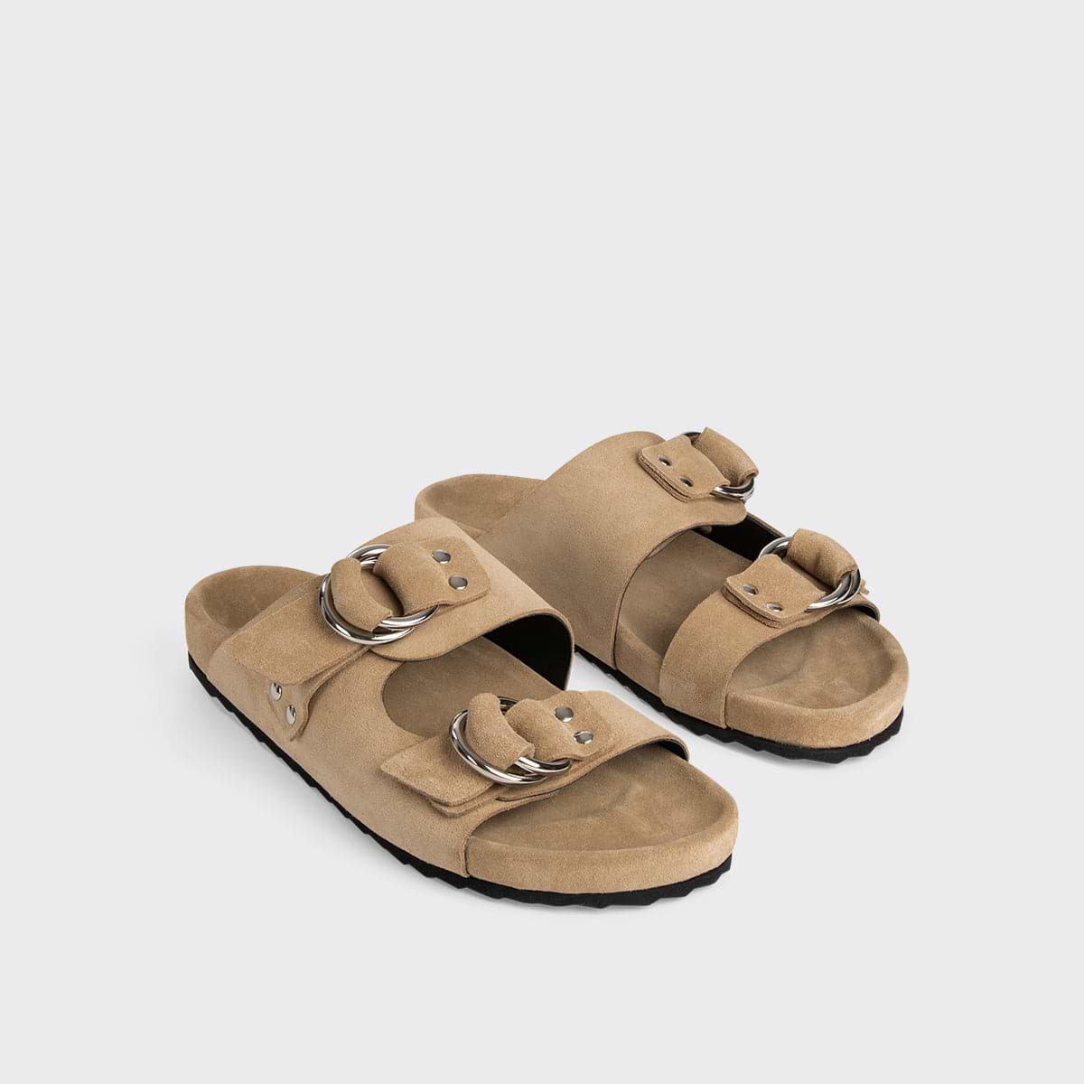 Pierre Hardy BEACH RIDER FLAT MULE, sand suede calfskin, view 5