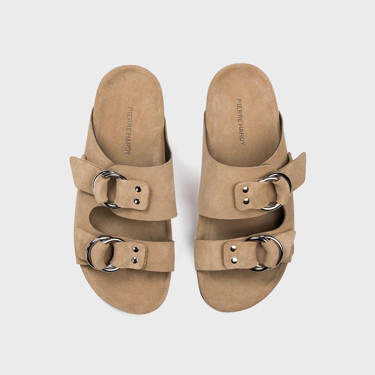 Pierre Hardy BEACH RIDER FLAT MULE, sand suede calfskin, view 6