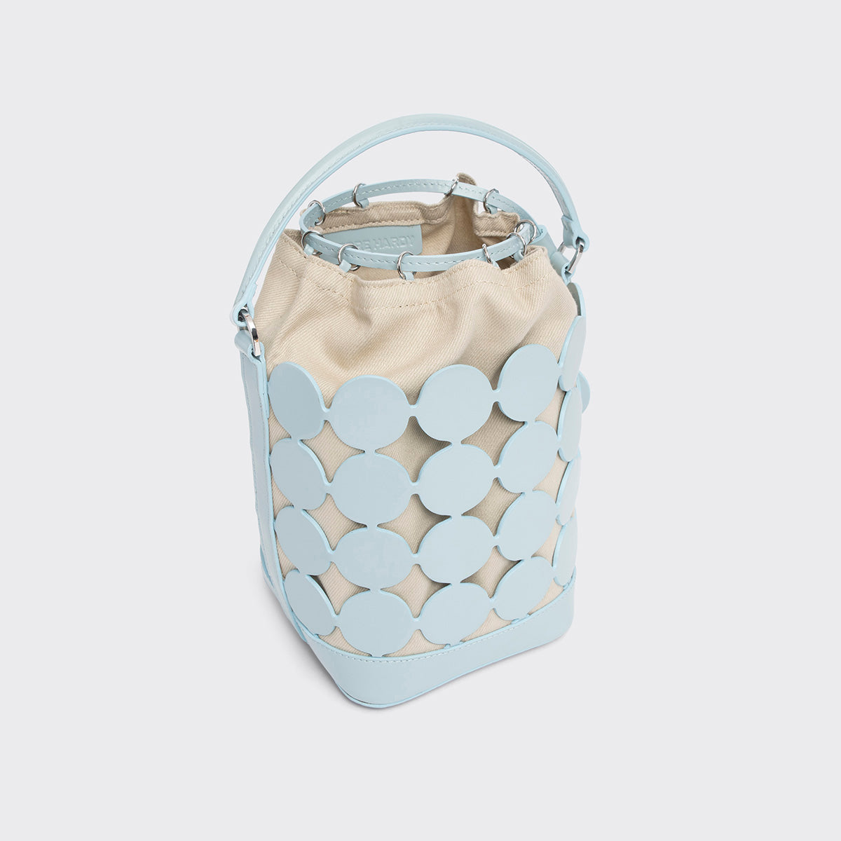 Pierre Hardy BULLES BUCKET BAG, light blue glazed lambskin, view 2