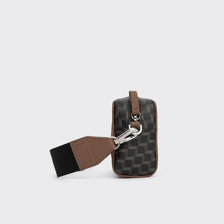 Pierre Hardy MAXI CUBE BOX BAG, black cube perspective coated canvas and camel calfskin, view 3