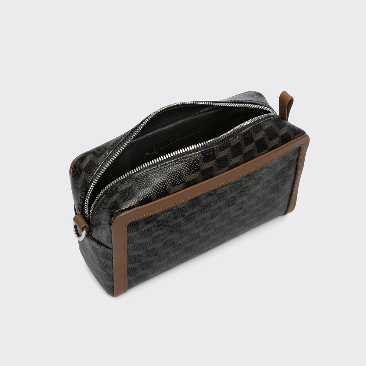 Pierre Hardy MAXI CUBE BOX BAG, black cube perspective coated canvas and camel calfskin, view 2