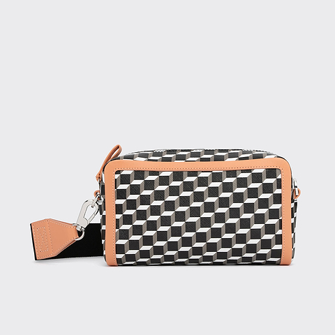 Pierre Hardy MAXI CUBE BOX BAG, cube perspective coated canvas and apricot lambskin