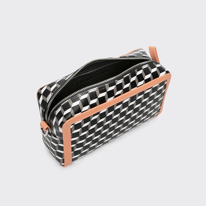 Pierre Hardy MAXI CUBE BOX BAG, cube perspective coated canvas and apricot lambskin, view 2