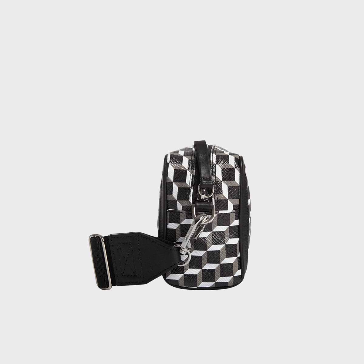Pierre Hardy MAXI CUBE BOX BAG, cube perspective coated canvas and black calfskin, view 7