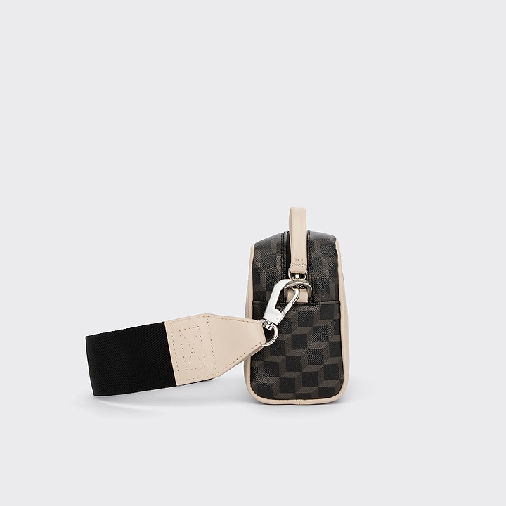 Pierre Hardy MAXI CUBE BOX BAG, black cube perspective coated canvas and off-white calfskin, view 4