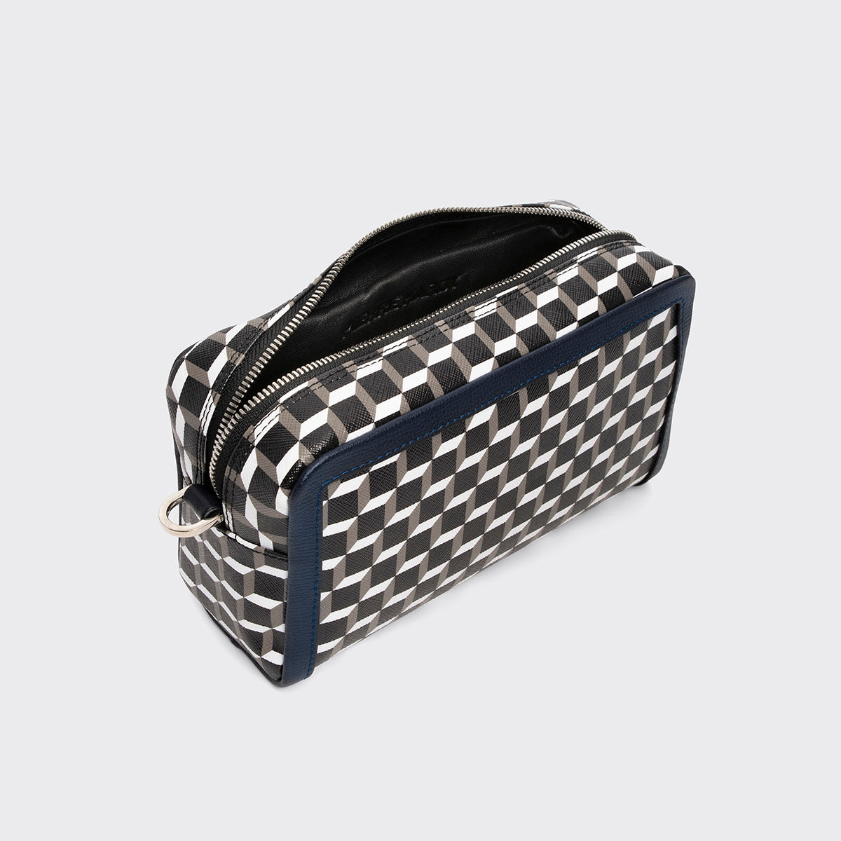Pierre Hardy MAXI CUBE BOX BAG, cube perspective coated canvas and navy grained calfskin, view 3