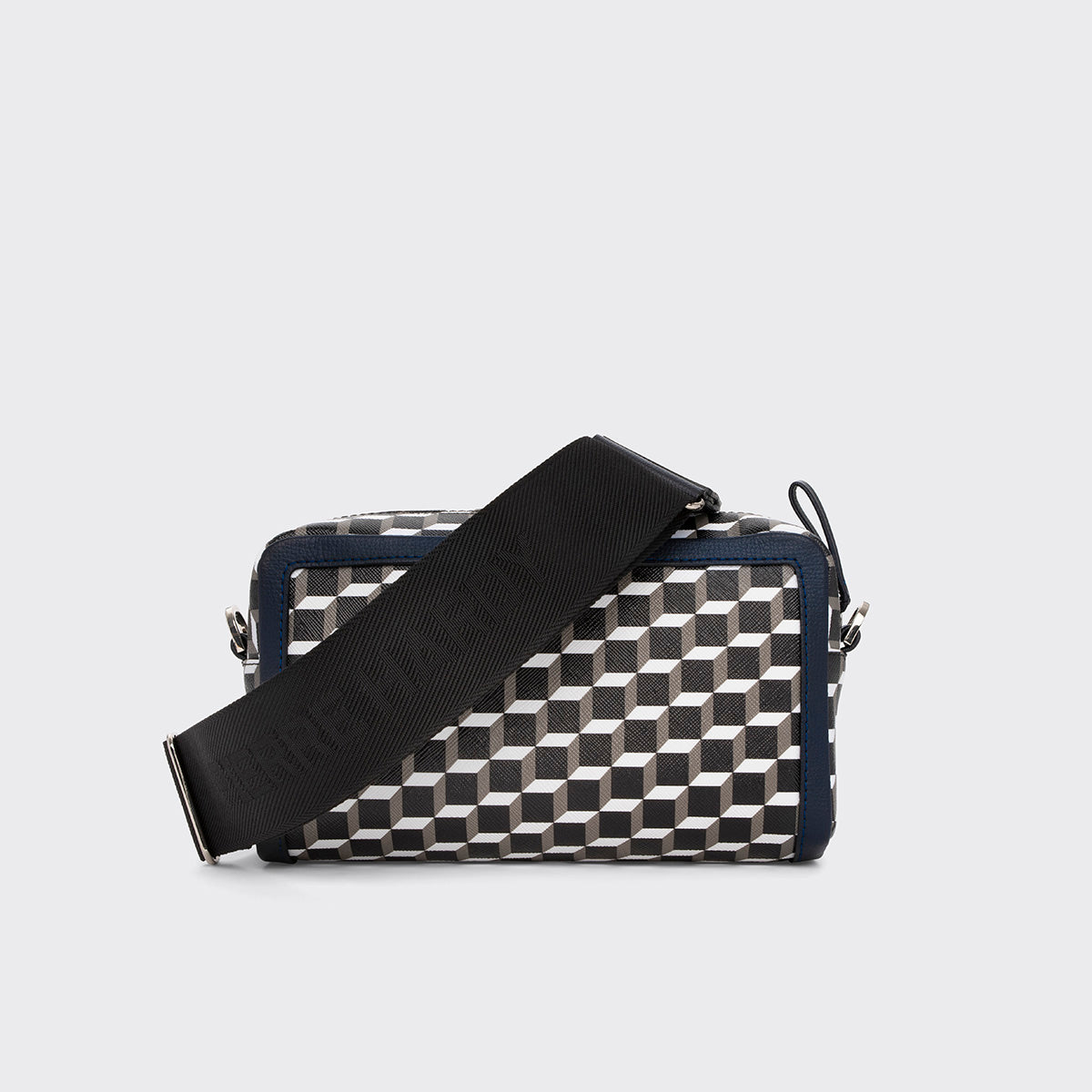 Pierre Hardy MAXI CUBE BOX BAG, cube perspective coated canvas and navy grained calfskin, view 5