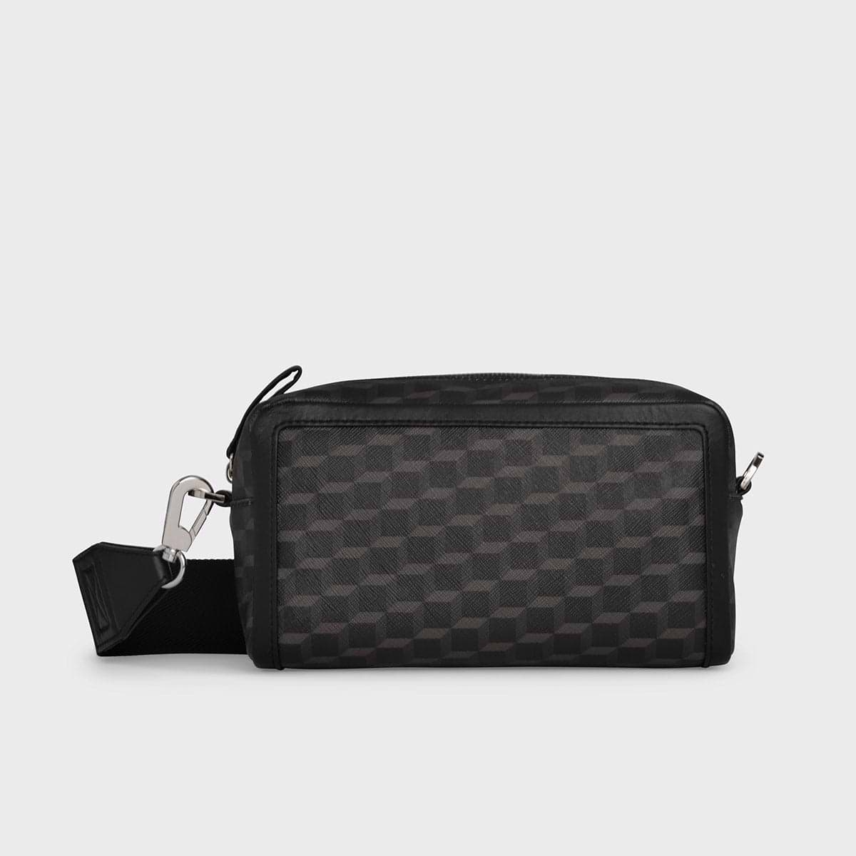 Pierre Hardy MAXI CUBE BOX BAG, black cube coated canvas and black lambskin