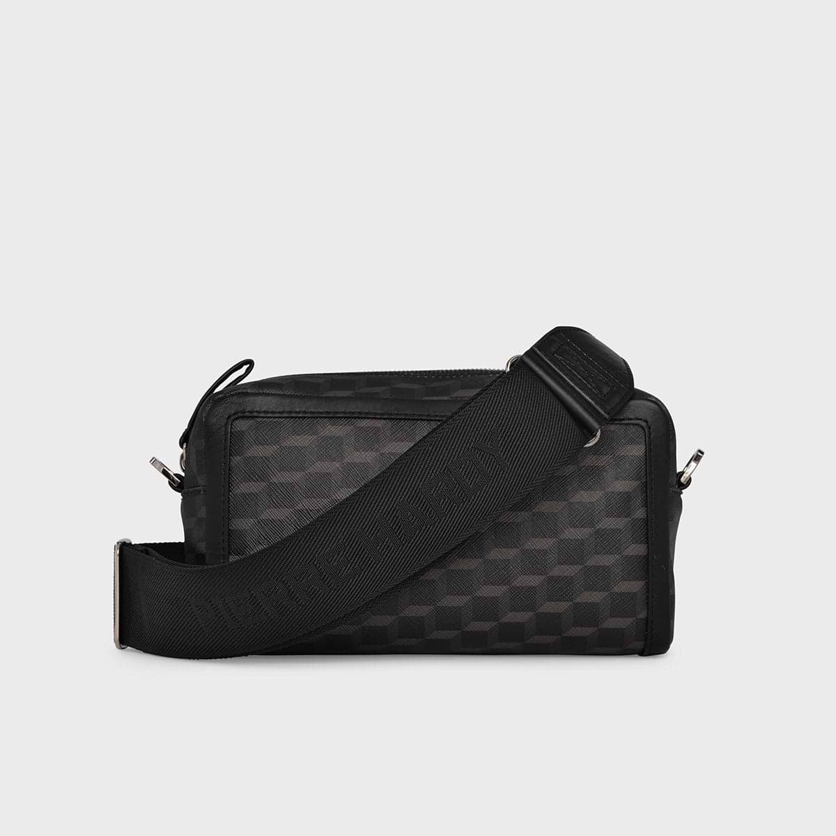 Pierre Hardy MAXI CUBE BOX BAG, black cube coated canvas and black lambskin, view 5