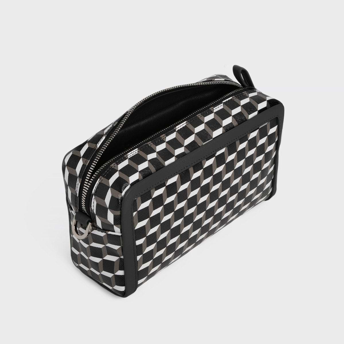 Pierre Hardy MAXI CUBE BOX BAG, cube perspective coated canvas and black calfskin, view 3