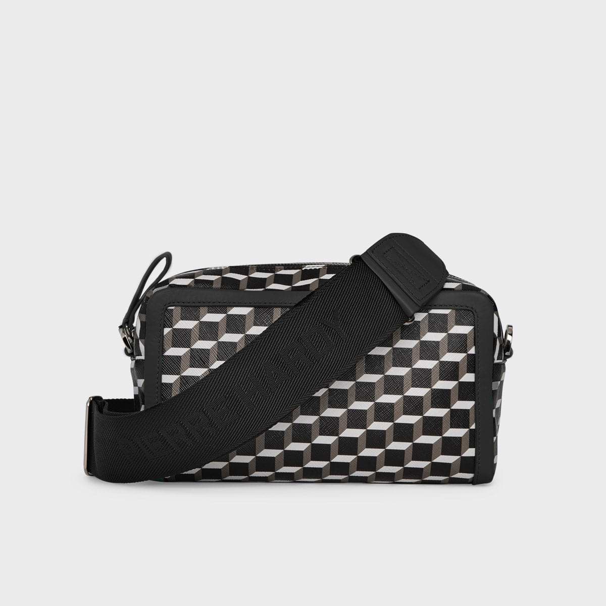 Pierre Hardy MAXI CUBE BOX BAG, cube perspective coated canvas and black calfskin, view 8