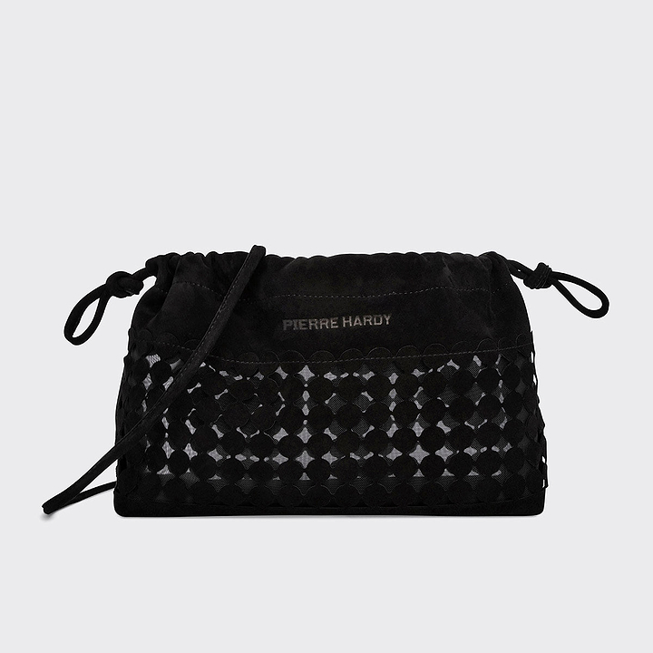 Pierre Hardy TWIN CLUTCH BULLES, black suede kidskin, view 7