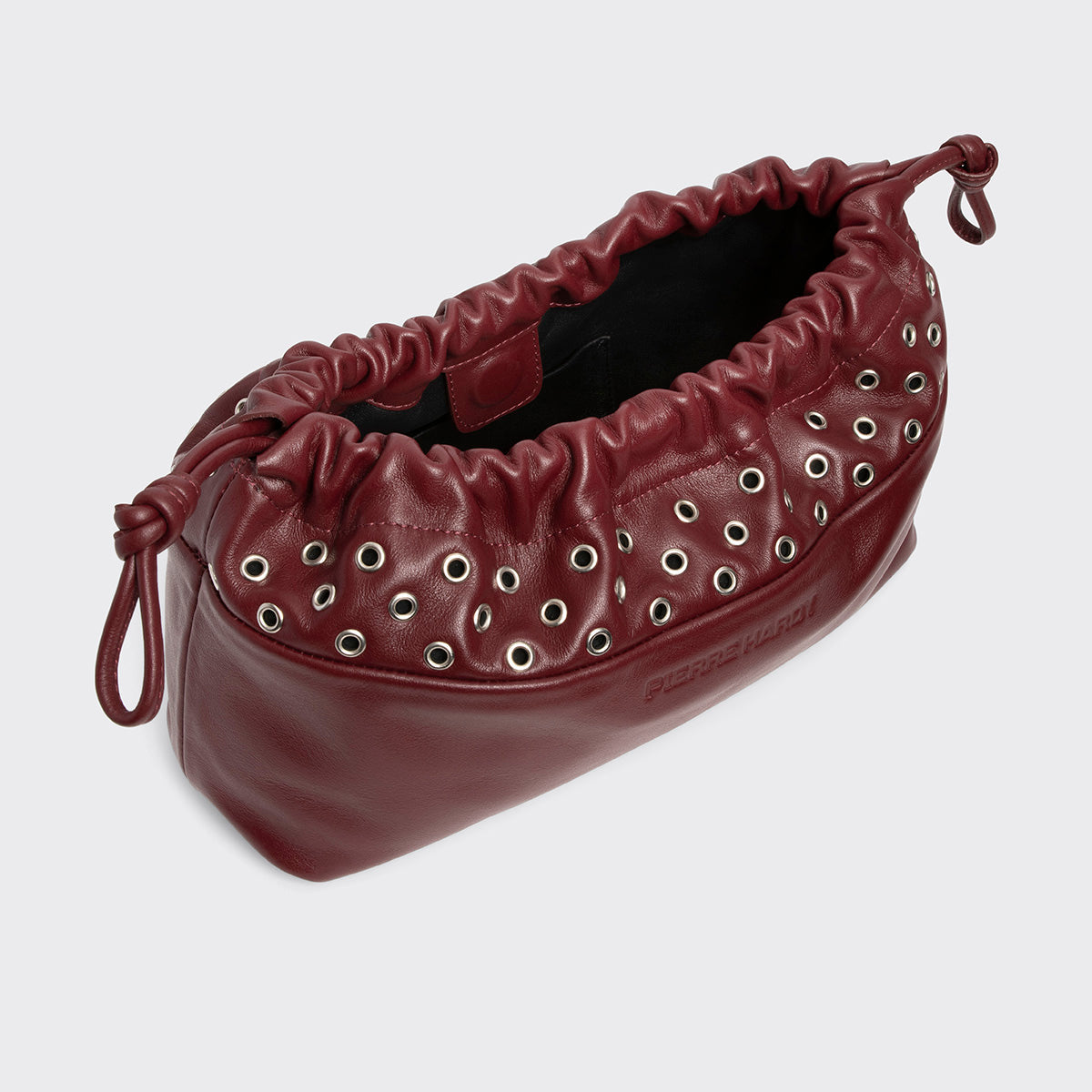 Pierre Hardy TWIN CLUTCH WITH EYELETS, burgundy calfskin, view 3