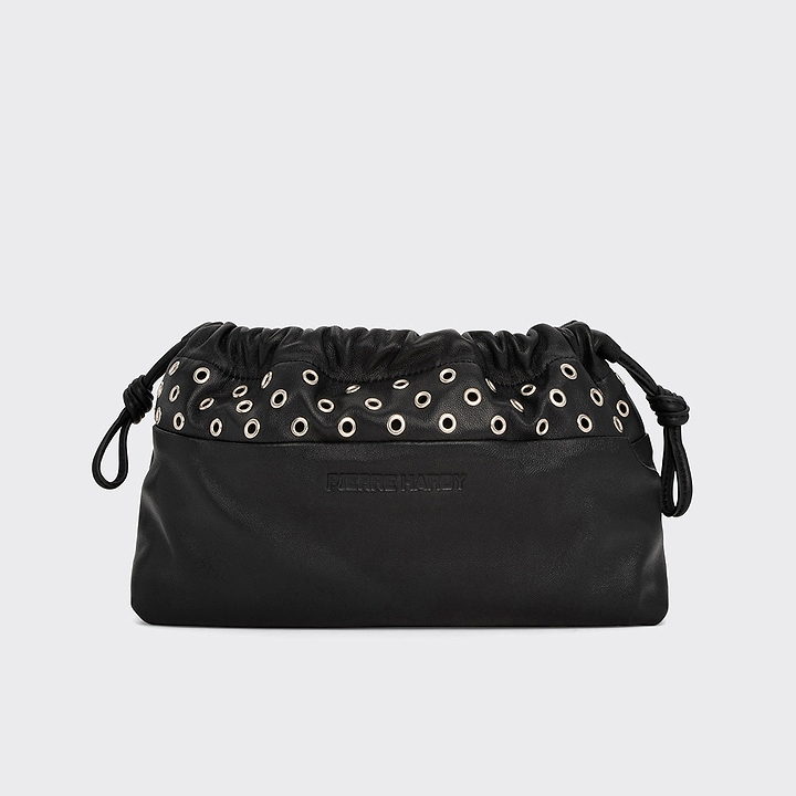 Pierre Hardy TWIN CLUTCH WITH EYELETS, black lambskin, view 10