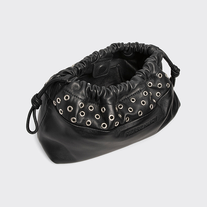 Pierre Hardy TWIN CLUTCH WITH EYELETS, black lambskin, view 3