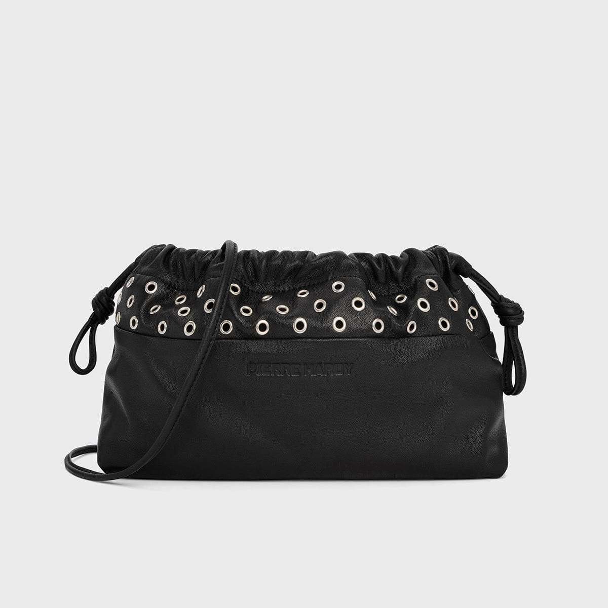 Pierre Hardy TWIN CLUTCH WITH EYELETS, black lambskin