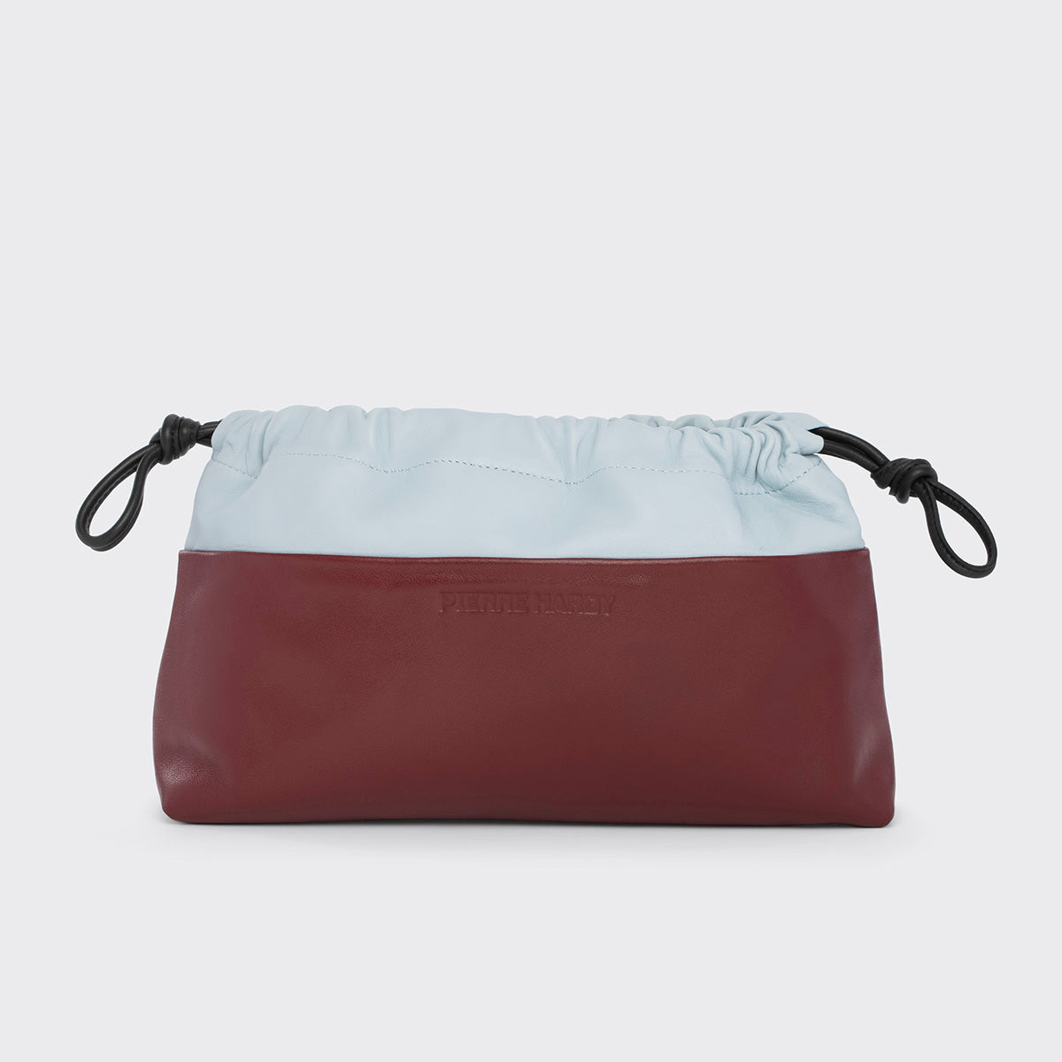 Pierre Hardy TWIN CLUTCH, burgundy lambskin and light blue calfskin, view 5