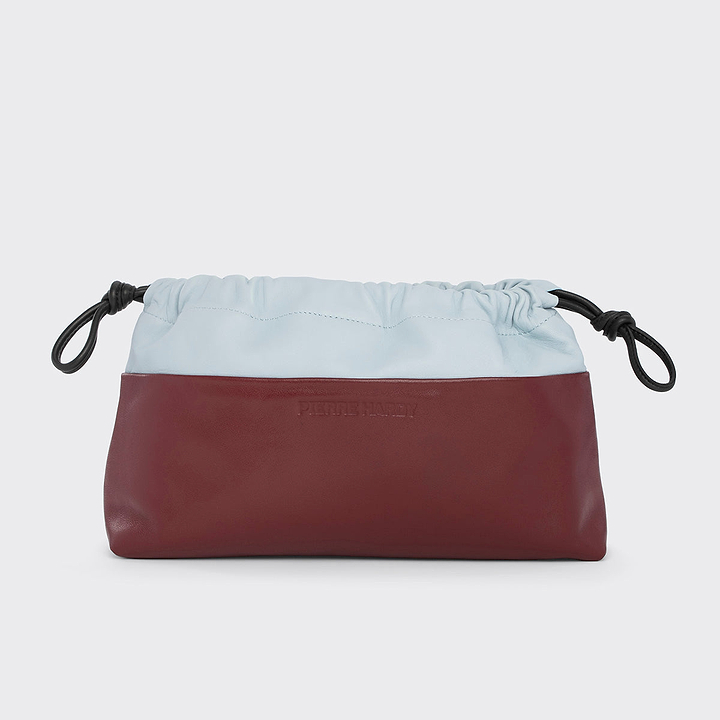Pierre Hardy TWIN CLUTCH, burgundy lambskin and light blue calfskin, view 5
