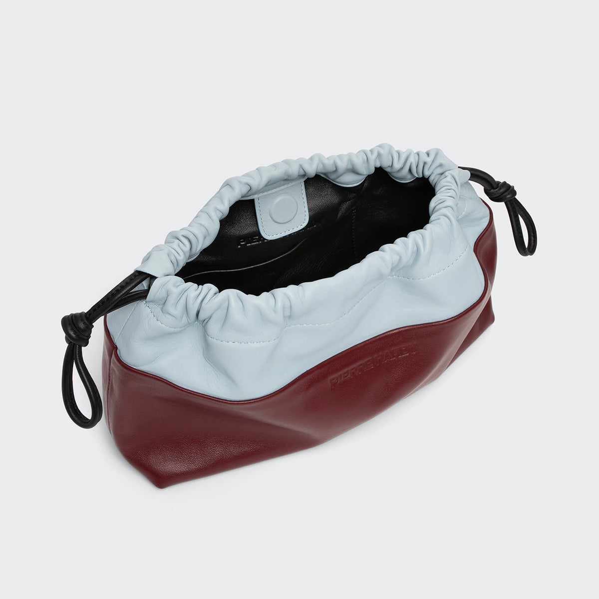 Pierre Hardy TWIN CLUTCH, burgundy lambskin and light blue calfskin, view 2