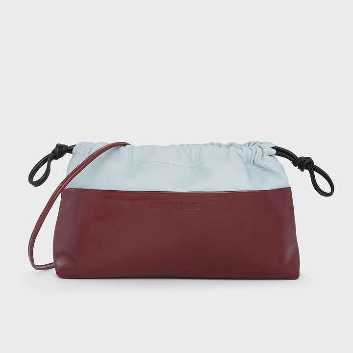 Pierre Hardy TWIN CLUTCH, burgundy lambskin and light blue calfskin