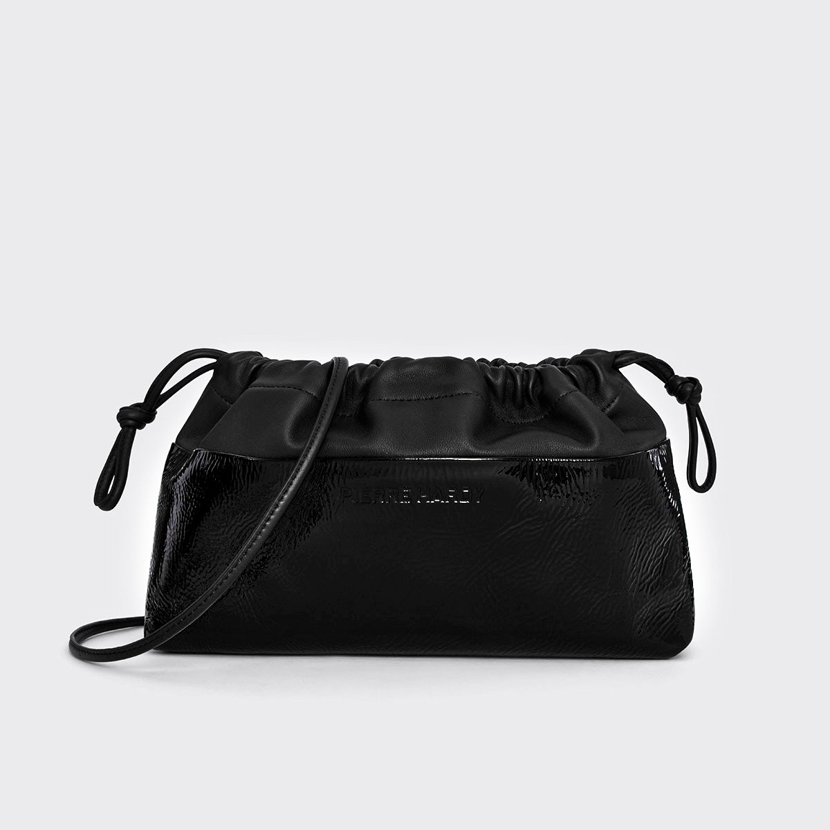Pierre Hardy TWIN CLUTCH, black patent kidskin and black lambskin
