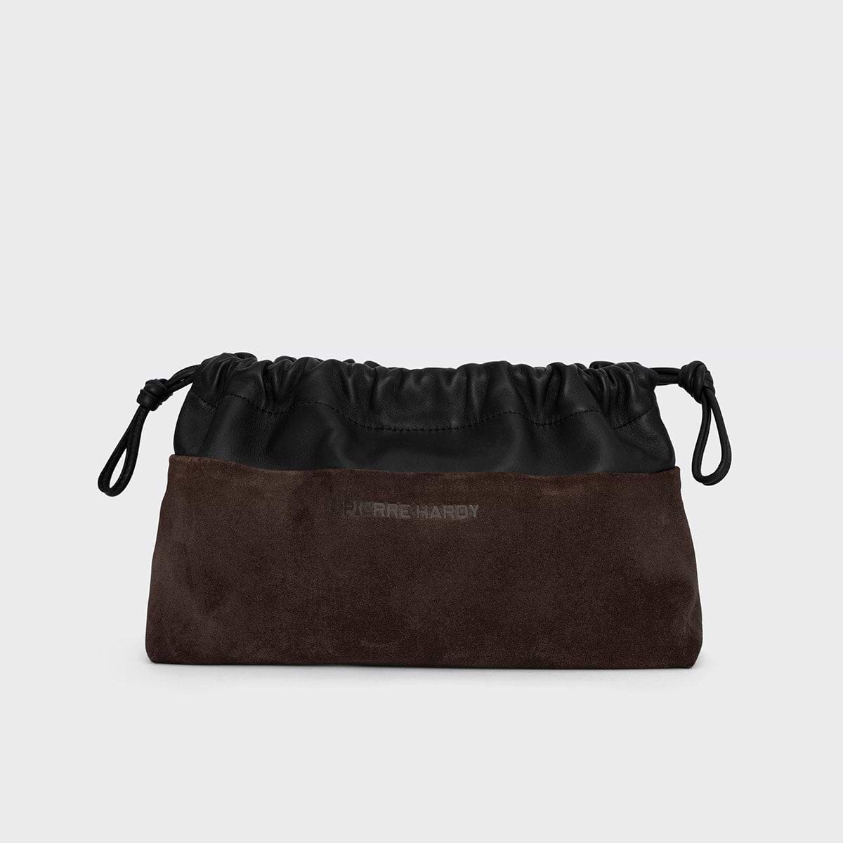 Pierre Hardy TWIN CLUTCH, brown suede calfskin and black lambskin