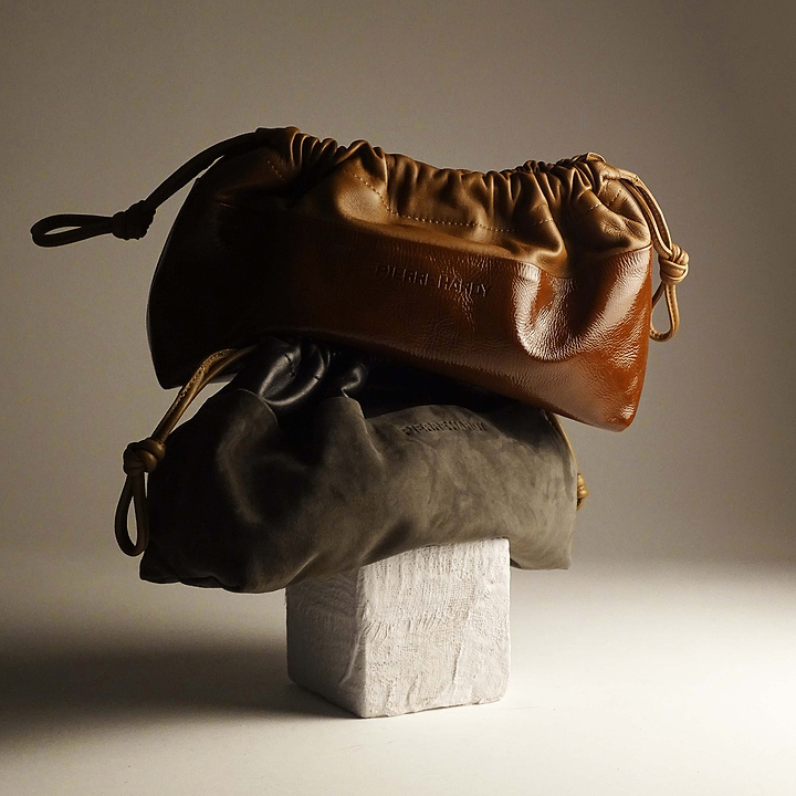 Pierre Hardy TWIN CLUTCH, patent kidskin and havana lambskin, view 8
