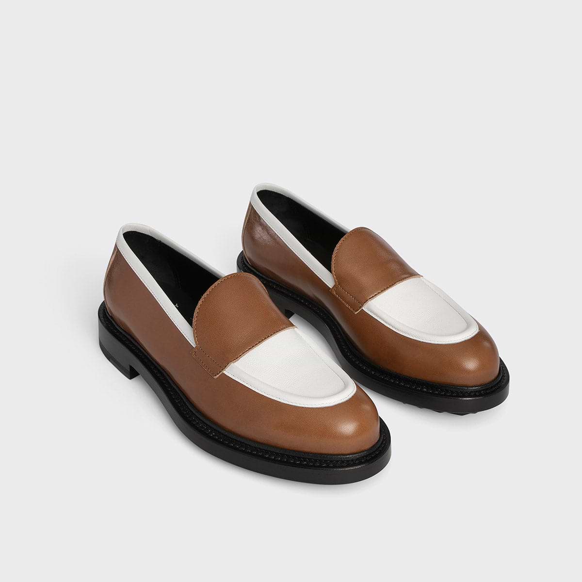 Pierre Hardy JOHN LOAFER, camel kidskin & white grained calfskin, view 3