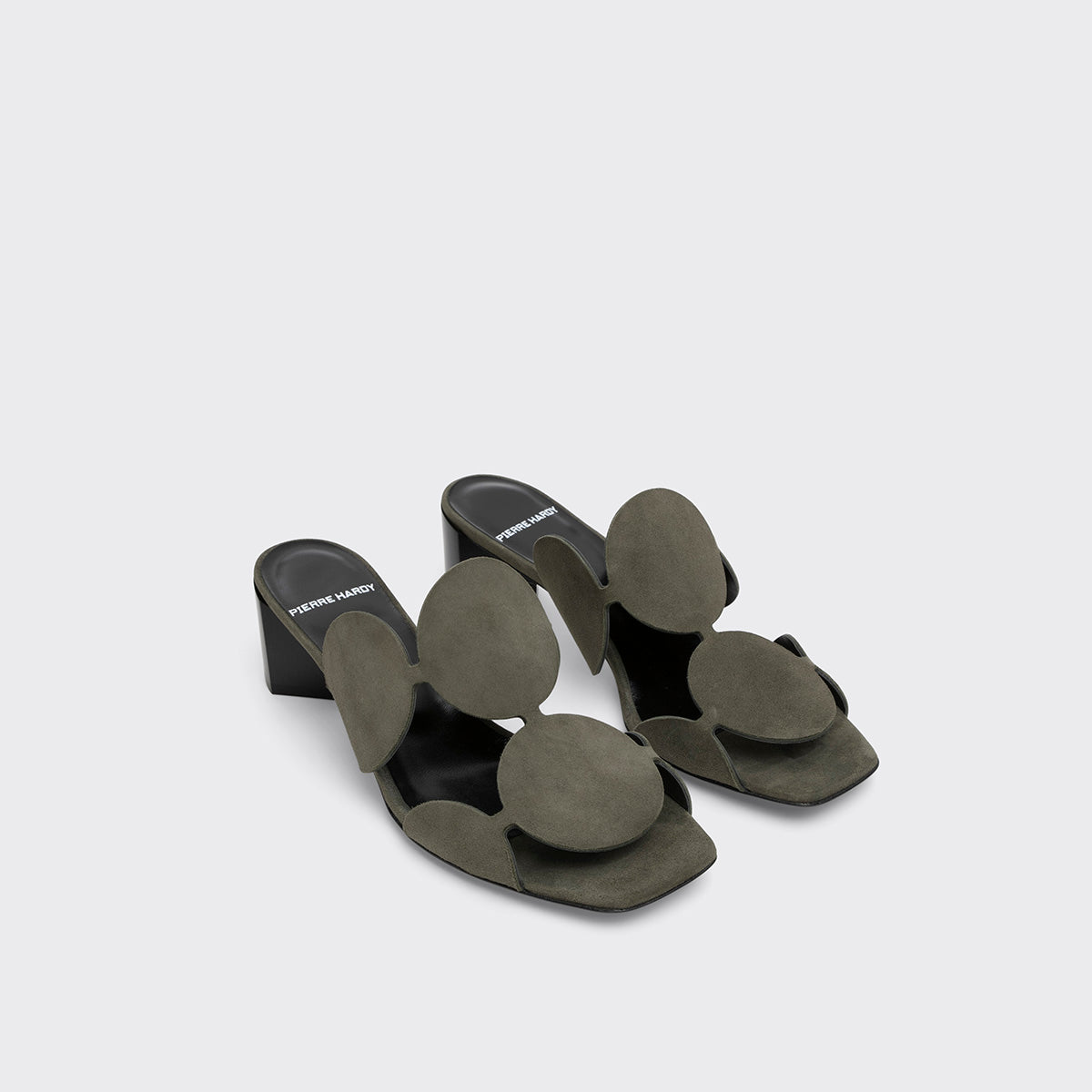 Pierre Hardy BULLES HEELED MULE, khaki suede kidskin, view 3