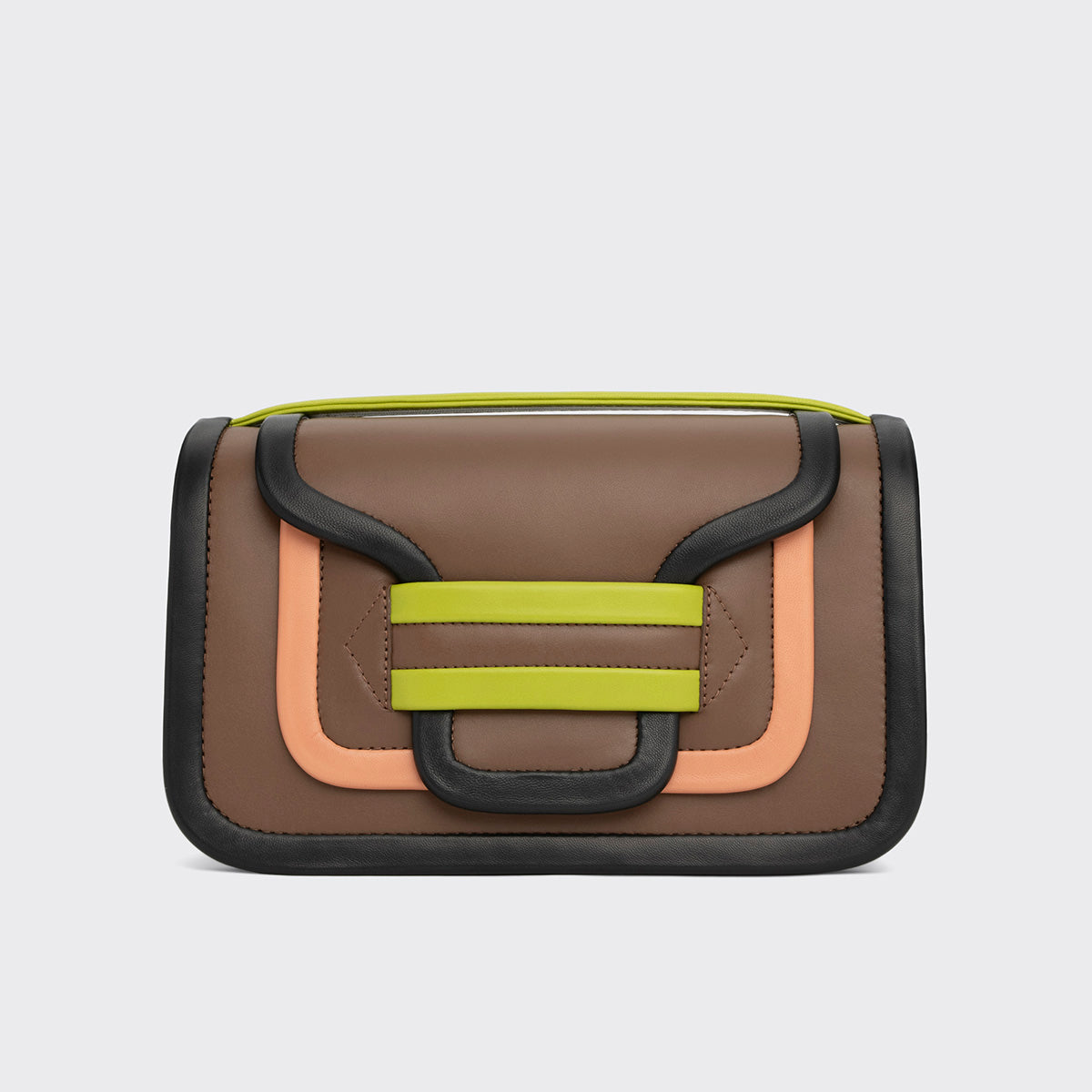 Pierre Hardy ALPHA MAXI HANDBAG, camel calfskin and black, lime and apricot lambskin, view 5