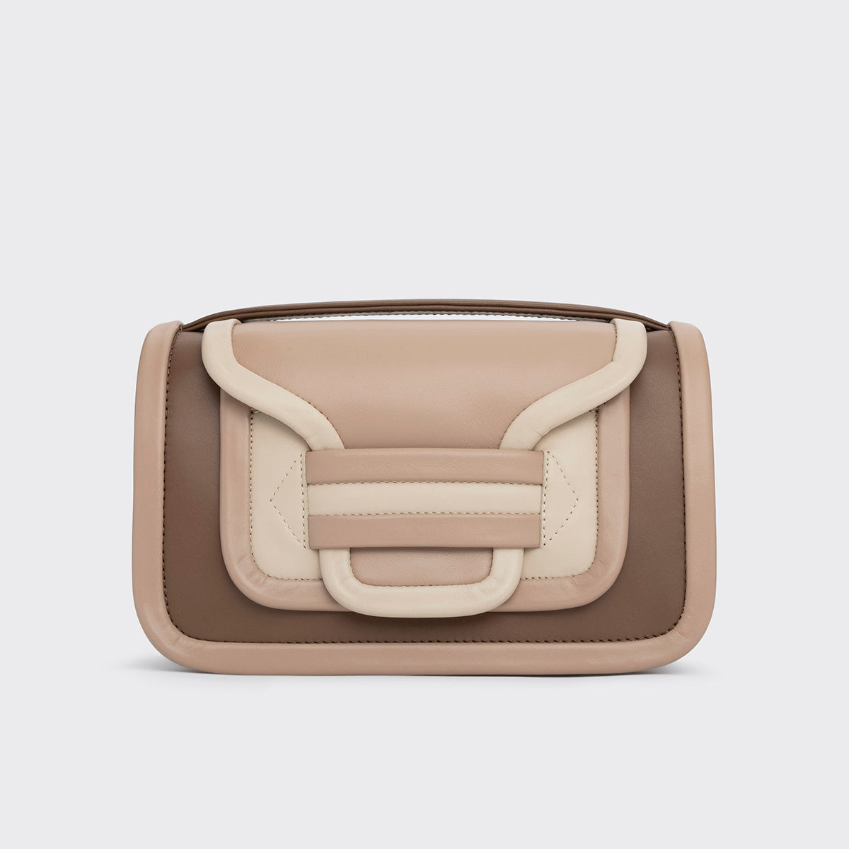 Pierre Hardy ALPHA MAXI HANDBAG, camel, taupe and off-white calfskin, view 5