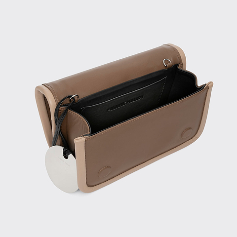 Pierre Hardy ALPHA MAXI HANDBAG, camel, taupe and off-white calfskin, view 2