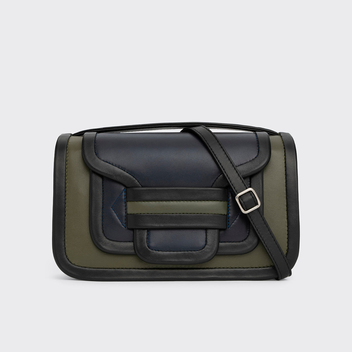 Pierre Hardy ALPHA MAXI HANDBAG, khaki, navy and black lambskin
