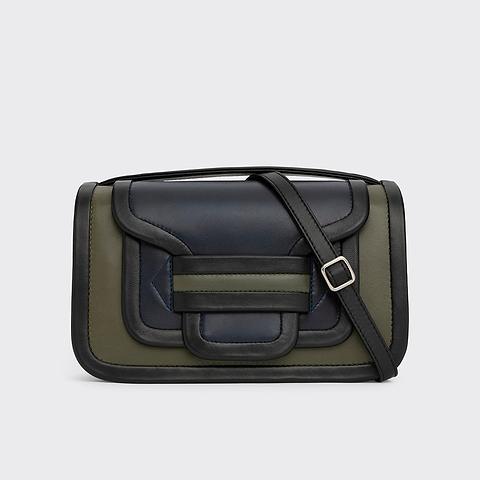 Pierre Hardy ALPHA MAXI HANDBAG, khaki, navy and black lambskin