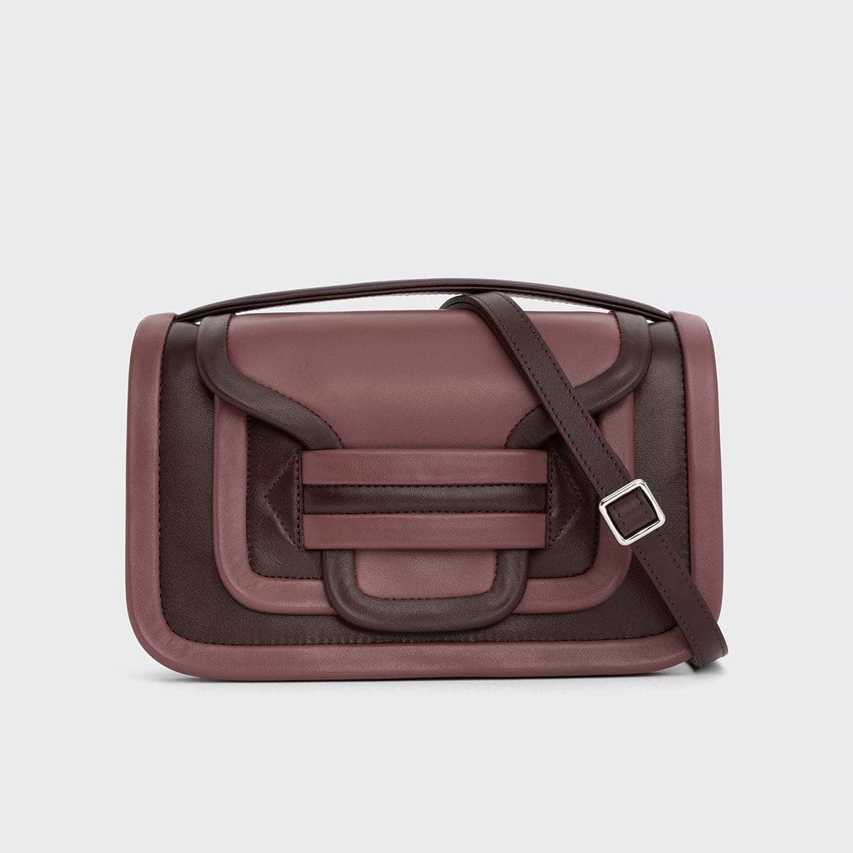 Pierre Hardy ALPHA MAXI HANDBAG, burgundy & rosewood calfskin