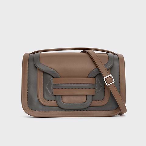 Pierre Hardy ALPHA MAXI HANDBAG, camel & grey calfskin