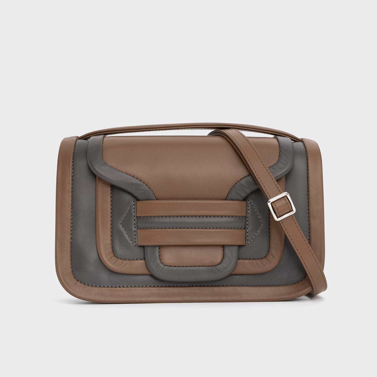 Pierre Hardy ALPHA MAXI HANDBAG, camel & grey calfskin