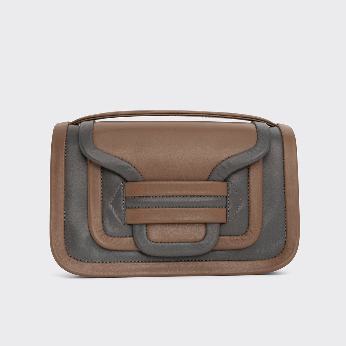 Pierre Hardy ALPHA MAXI HANDBAG, camel & grey calfskin, view 6