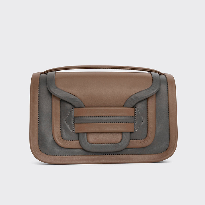 Pierre Hardy ALPHA MAXI HANDBAG, camel & grey calfskin, view 6