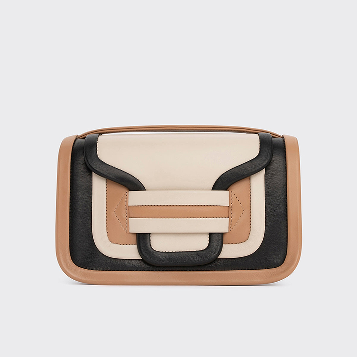 Pierre Hardy ALPHA MAXI HANDBAG, black & camel lambskin and off-white calfskin, view 6