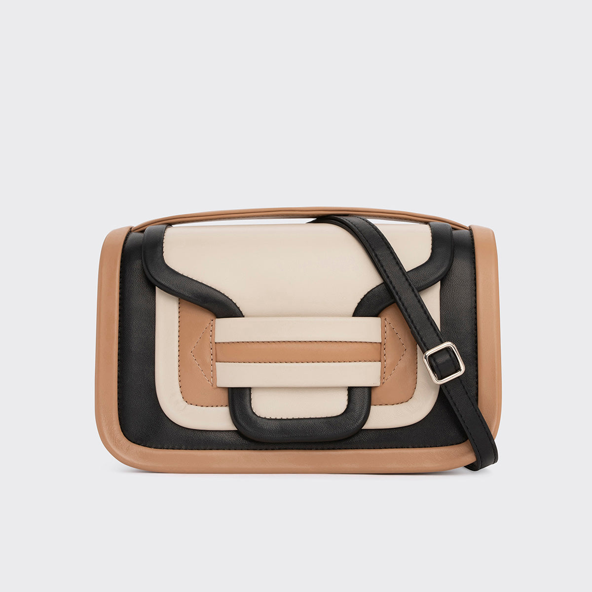 Pierre Hardy ALPHA MAXI HANDBAG, black & camel lambskin and off-white calfskin