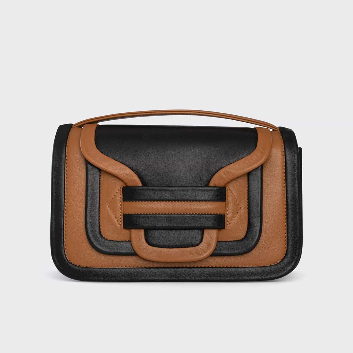 Pierre Hardy ALPHA MAXI HANDBAG, cognac calfskin & black lambskin, view 3