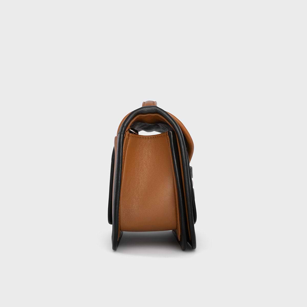 Pierre Hardy ALPHA MAXI HANDBAG, cognac calfskin & black lambskin, view 4