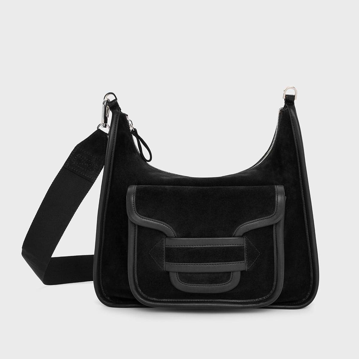 Pierre Hardy ALPHA DAY BAG, black suede calfskin and black calfskin
