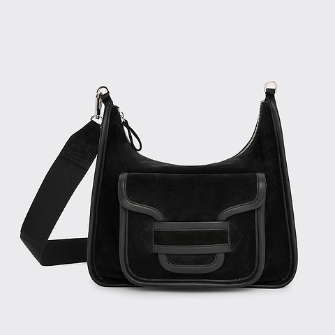 Pierre Hardy ALPHA DAY BAG, black suede calfskin and black calfskin