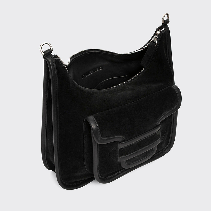 Pierre Hardy ALPHA DAY BAG, black suede calfskin and black calfskin, view 3