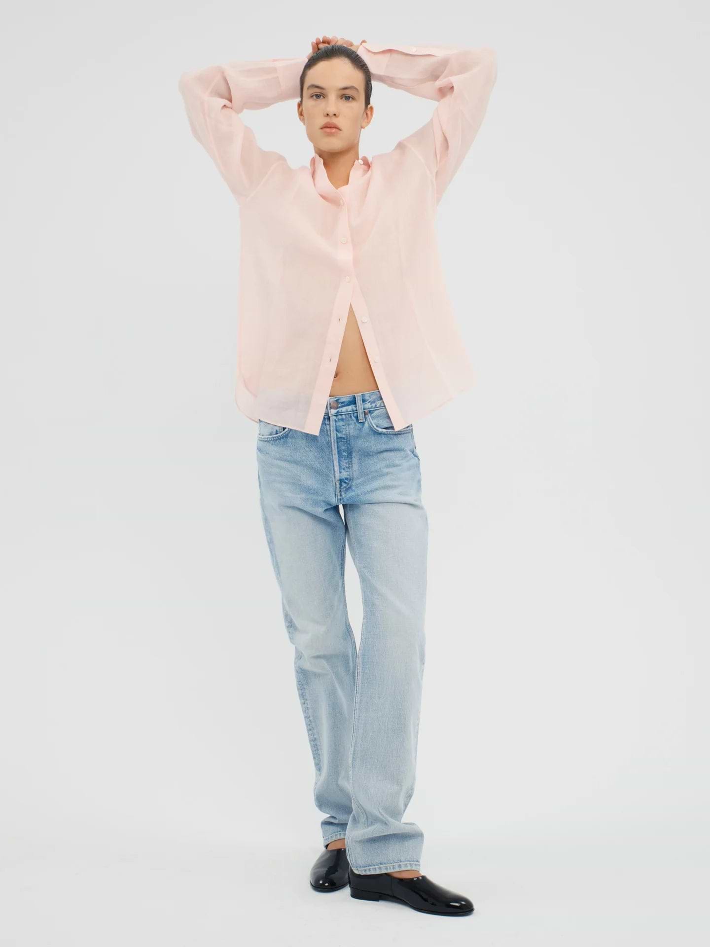 AFLALO Orwell Jean in Rigid Denim – Salt Air - Model Front