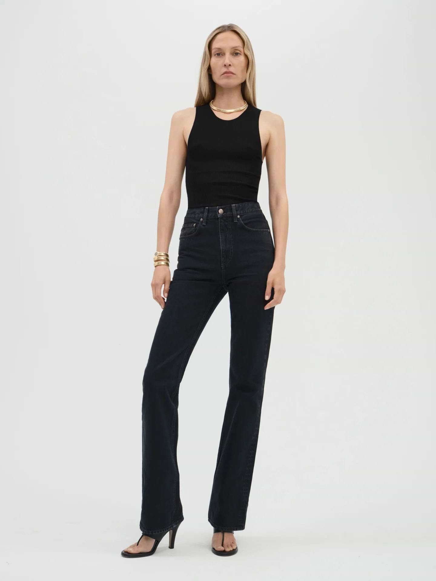 AFLALO Brontë Jean – Shaded Obsidian Rigid Denim - Model Front